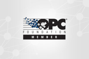 OPC Foundation Member logo with a dotted pixel arrow pattern.